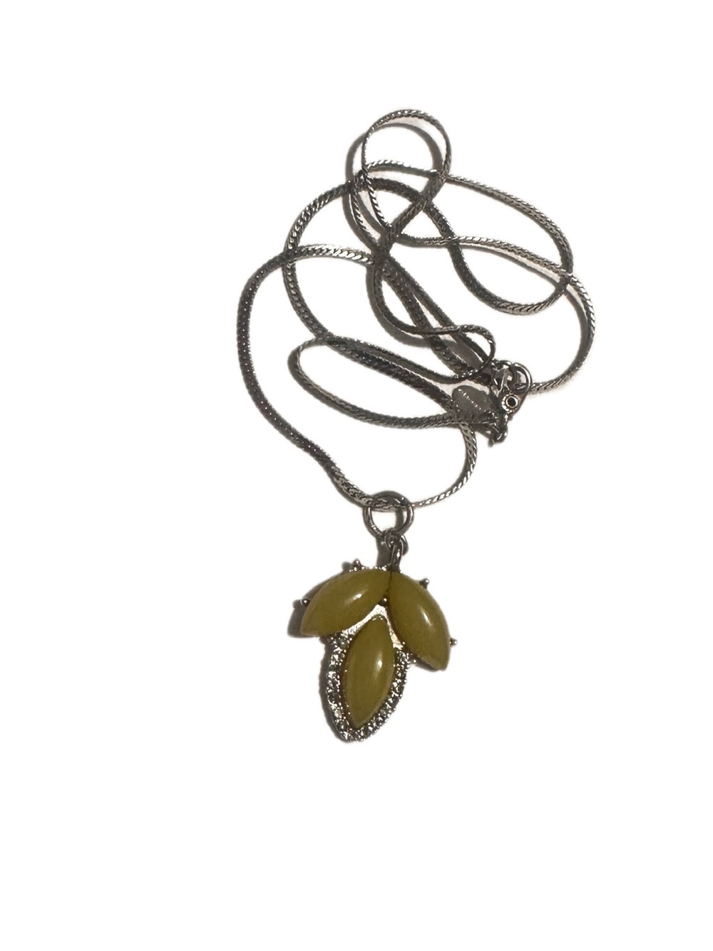 Monet Olive Yellow Leaf Trio Pendant Necklace